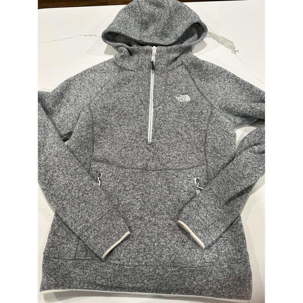 The North Face Womens Crescent Hooded Pullover Grey Heather Sweater Fleece M